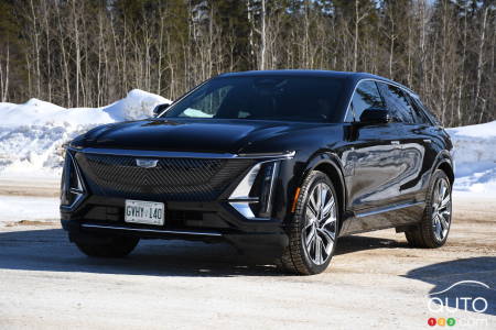 A Cadillac Lyriq at the Kapuskasing testing centre