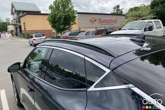 The 2024 Genesis GV60, in front of the Hannaford in Belfast, Maine