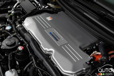 A Honda hydrogen fuel cell vehicle, under the hood