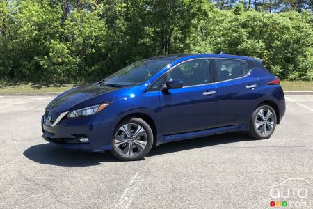 2020 Nissan LEAF Plus, three-quarters front