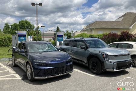 Le Genesis GV60 2024, au chargement à Bangor, dans le Maine