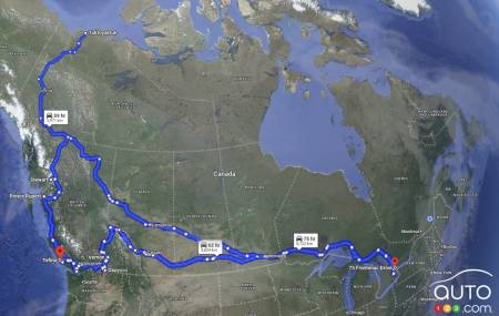 The route Patrik Nadeau will be taking at the wheel of the 2025 Hyundai Ioniq 5