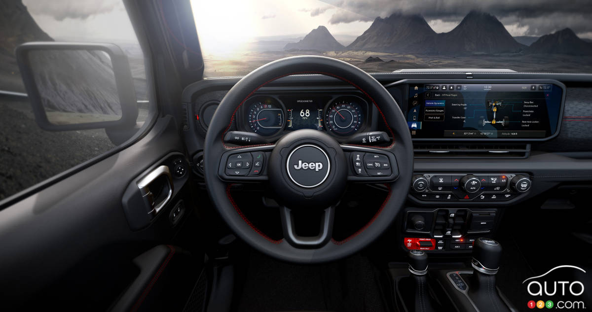 Volant, tableaud de bord du nouveau Jeep Wrangler 2024