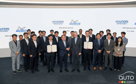 During the announcement of the extended partnership between Hyundai and Michelin