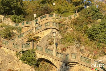 The 260 steps carved into the rock that we climbed, in Graz