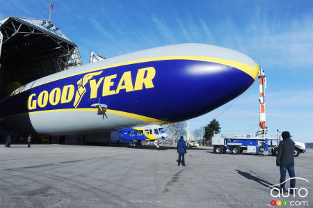 The new Goodyear blimp making its first flight