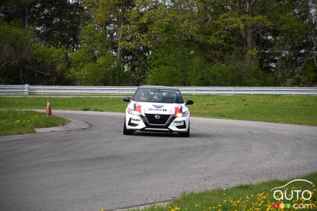 The modified Nissan Sentra, on the track