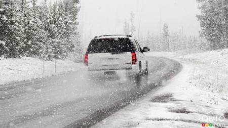 An SUV riding on Pirelli Scorpion Ice & Snow tires