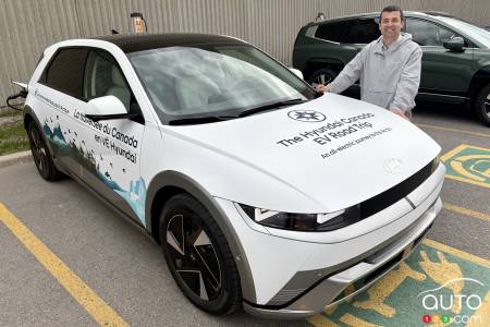 Patrick Nadeau and the Hyundai Ioniq 5, on Day One of his big summer project