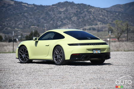 The 2025 Porsche 911 Carrera S, three-quarters rear