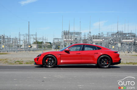 Porsche Taycan GTS 2022 en profil