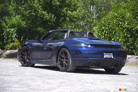 2022 Porsche Boxster GTS, three-quarters rear