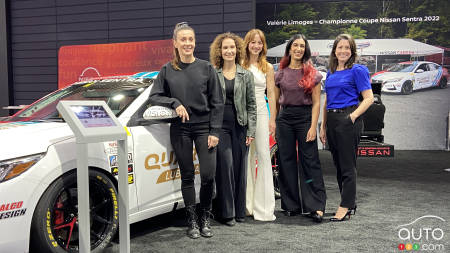 Valérie Limoges, Prof. Catherine Beaudry, Karin Vanasse, Dr. Farah Alibay and Julie Fortier at the 2023 Montreal Auto Show
