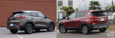 2021 Chevrolet Trailblazer / 2021 Kia Seltos, three-quarters rear
