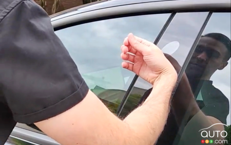 Brandon Dalaly unlocks his Tesla... with his hand
