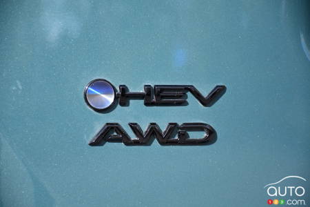 Toyota RAV4 Woodland 2026, écusson hybride