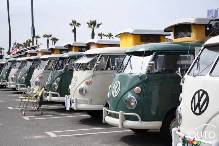 Vintage VW Microbuses during the first International Volkswagen Bus Day