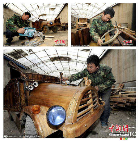 Chine: il se construit une voiture électrique en bois