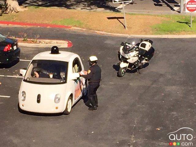 A Google self-driving car stopped by police for driving too slowly!