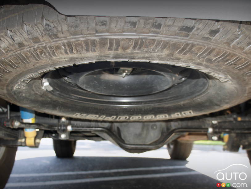 Spare tire under a 2012 Nissan XTerra