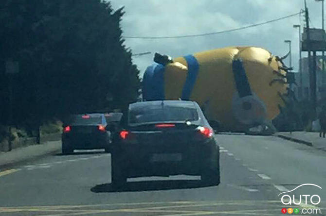 How despicable! Giant Minion balloon crashes on Dublin street