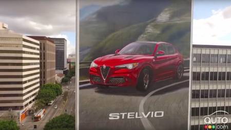 New Alfa Romeo Stelvio appears on giant billboard in Los Angeles (video)