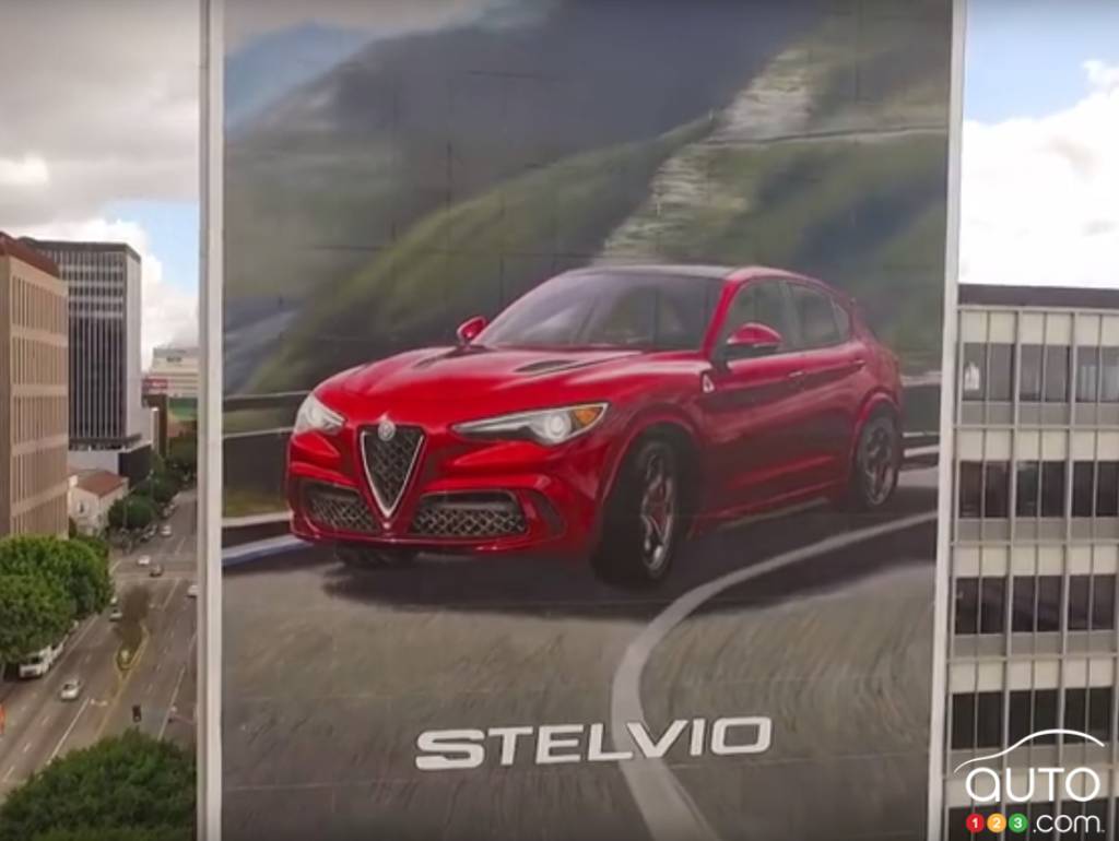 New Alfa Romeo Stelvio appears on giant billboard in Los Angeles