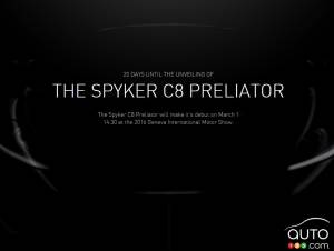 Genève 2016 : la Spyker C8 Preliator sera dévoilée en première mondiale
