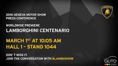 Genève 2016 : la toute nouvelle Lamborghini Centenario en première mondiale