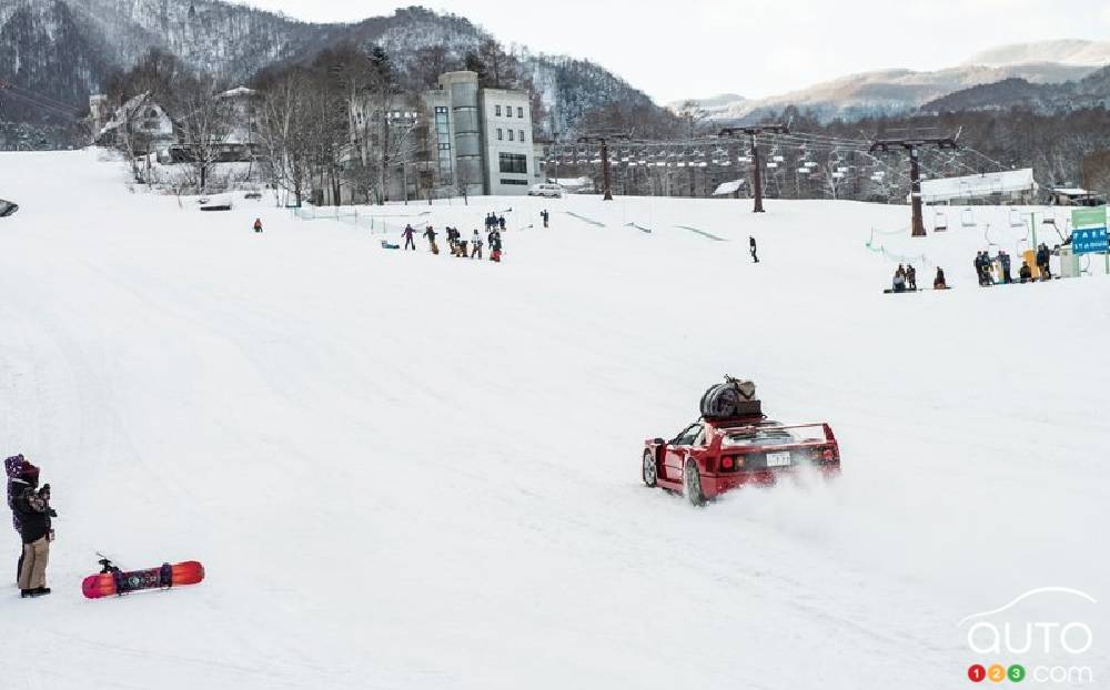 Ferrari F40 takes on ski slopes!
