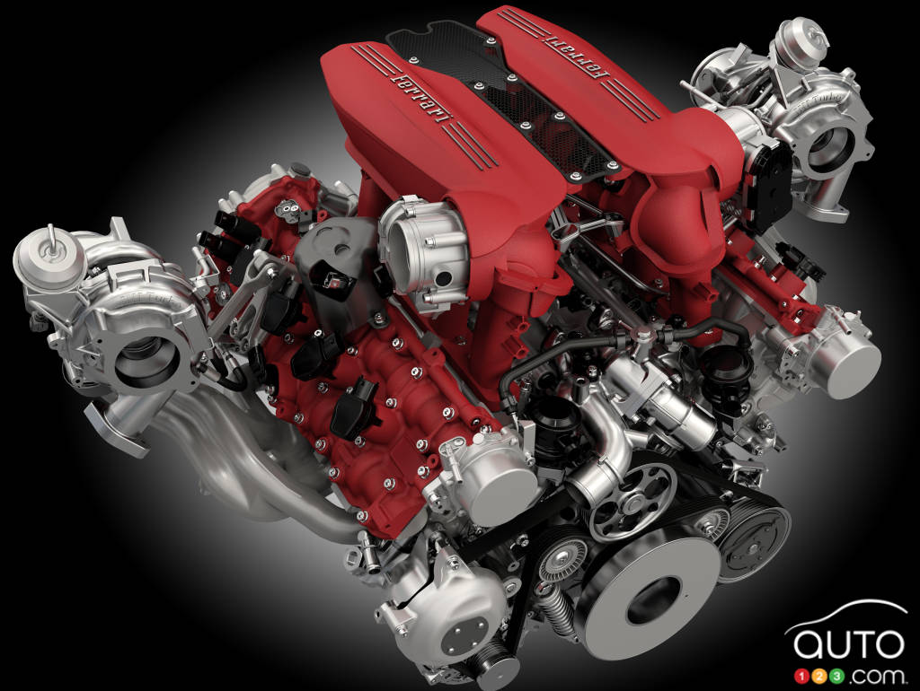 Moteur V8 3,9 litres de la Ferrari 488 GTB