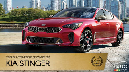 La Kia Stinger, voiture intermédiaire de l’année 2018 selon Auto123.com