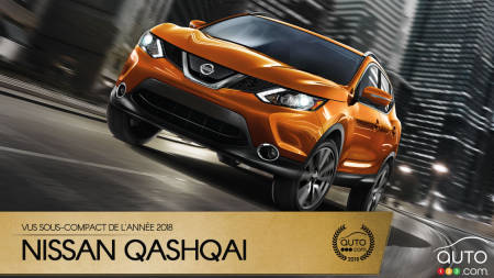 Le Nissan Qashqai, VUS sous-compact de l’année 2018 selon Auto123.com