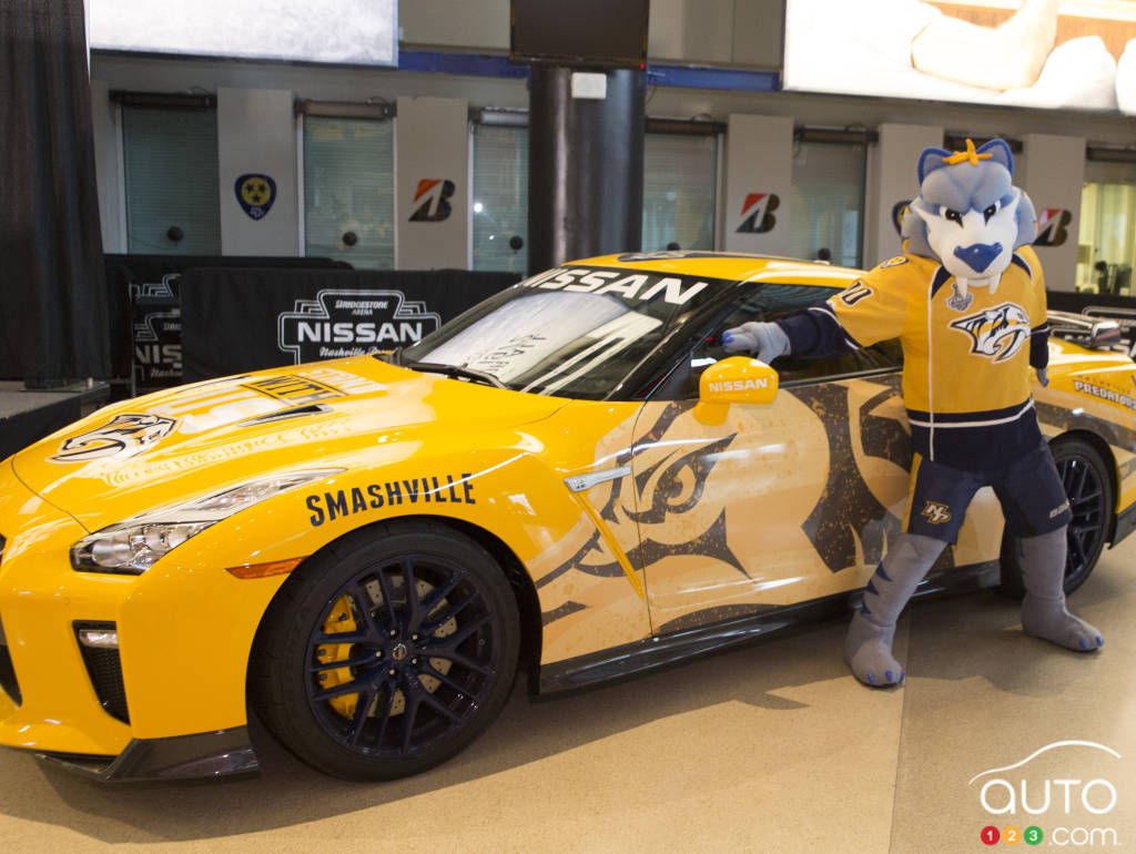 Nissan GT-R "Predzilla" with the team's mascot