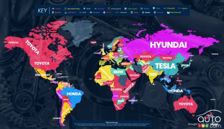 Recherches Google : Toyota domine à travers le monde