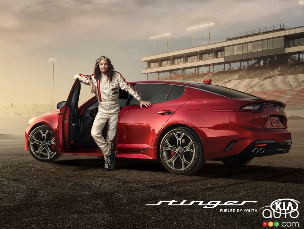 La Kia Stinger 2018 et Steven Tyler, chanteur du groupe Aerosmith