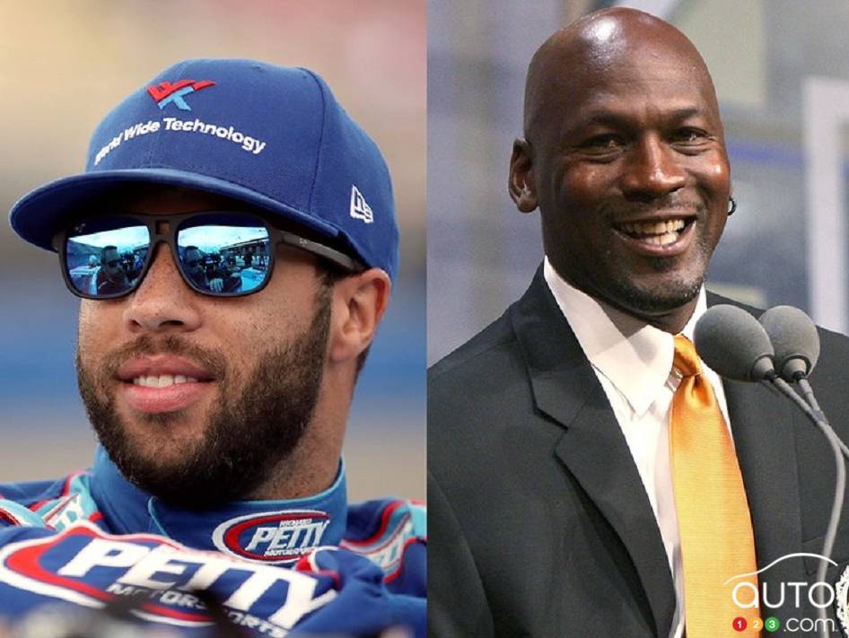 Bubba Wallace, Michael Jordan and Denny Hamlin