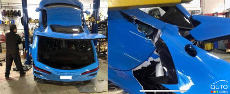 Another Corvette C8 Falls off Lift, Is Destroyed