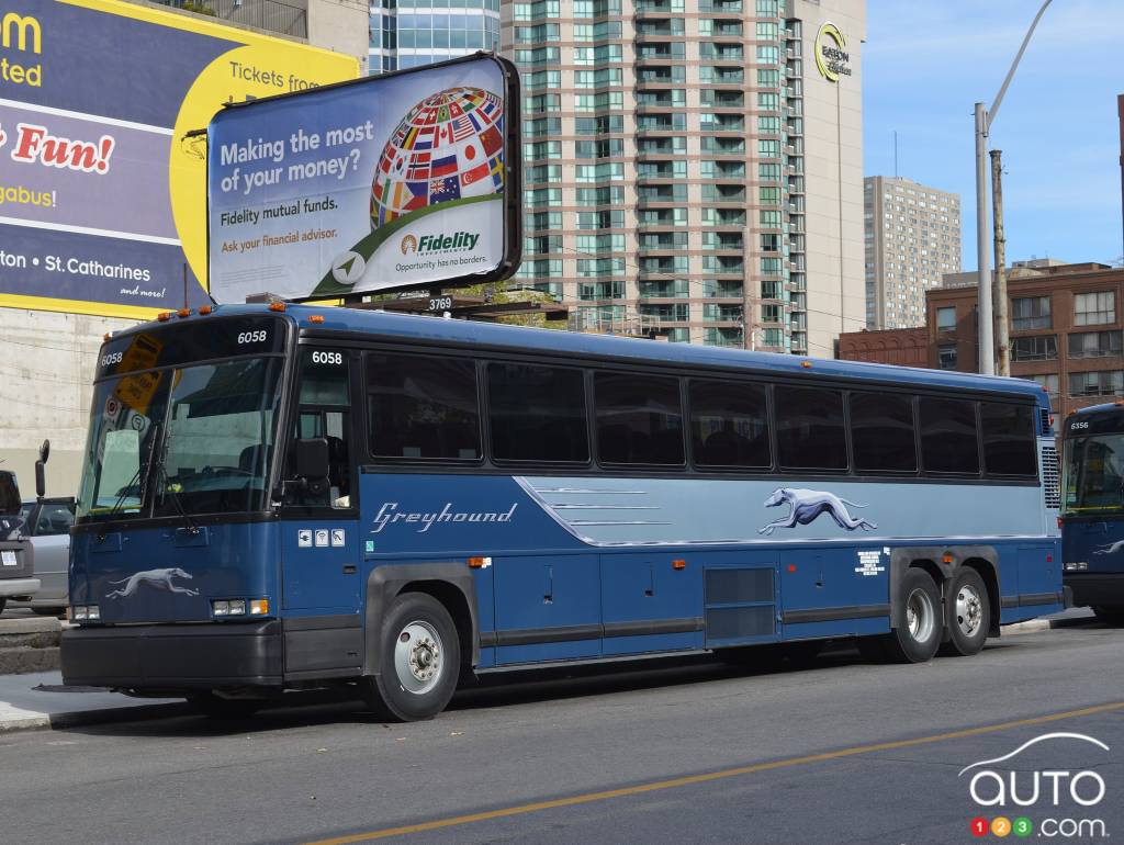 A Greyhound bus in Toronto