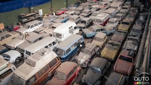 Hangar Housing 174 Vintage Cars Shown in London Prior to Auction