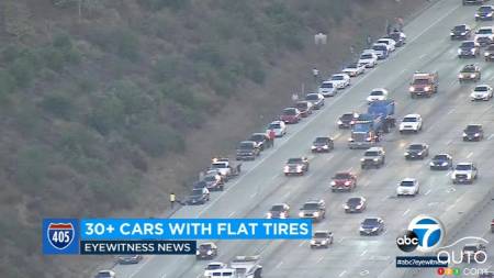 Mass Tire Punctures on a California highway