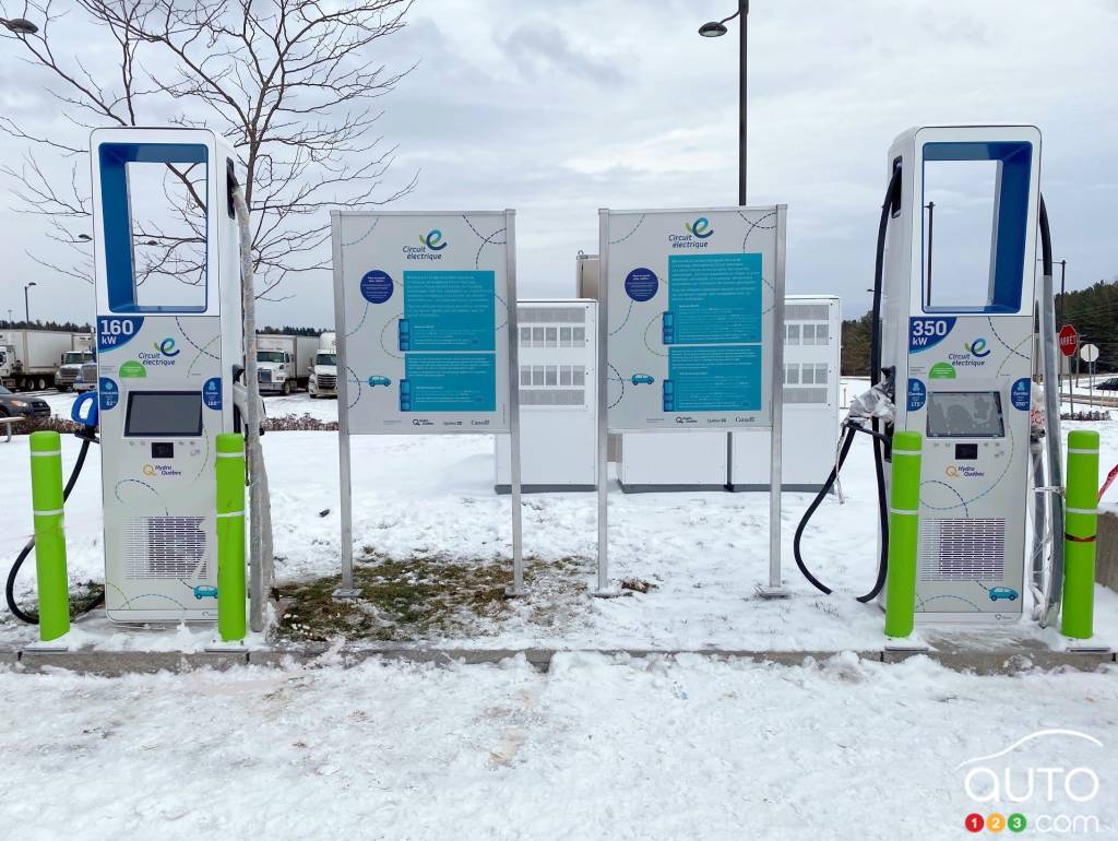 A level 3 Electric Circuit charging station, in Magog, Quebec