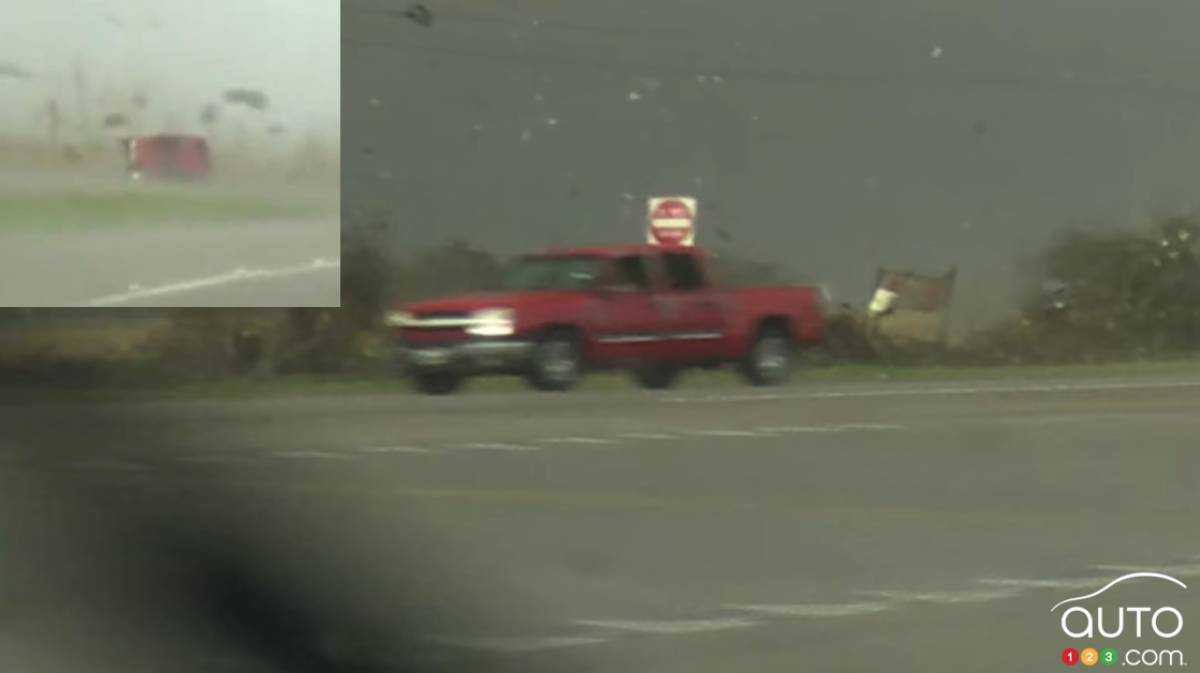 Chevy Silverado Is Knocked Over by Tornado, Continues on its Way