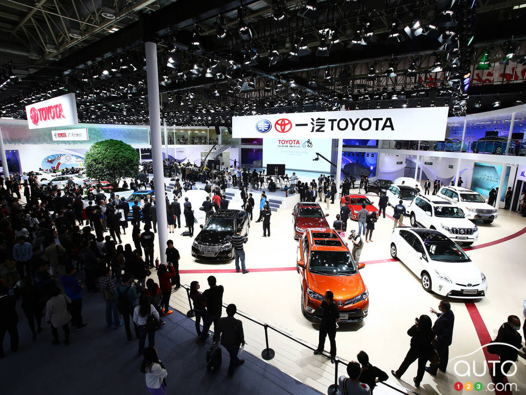 The Toyota stand at the Beijing Auto Show, 2017