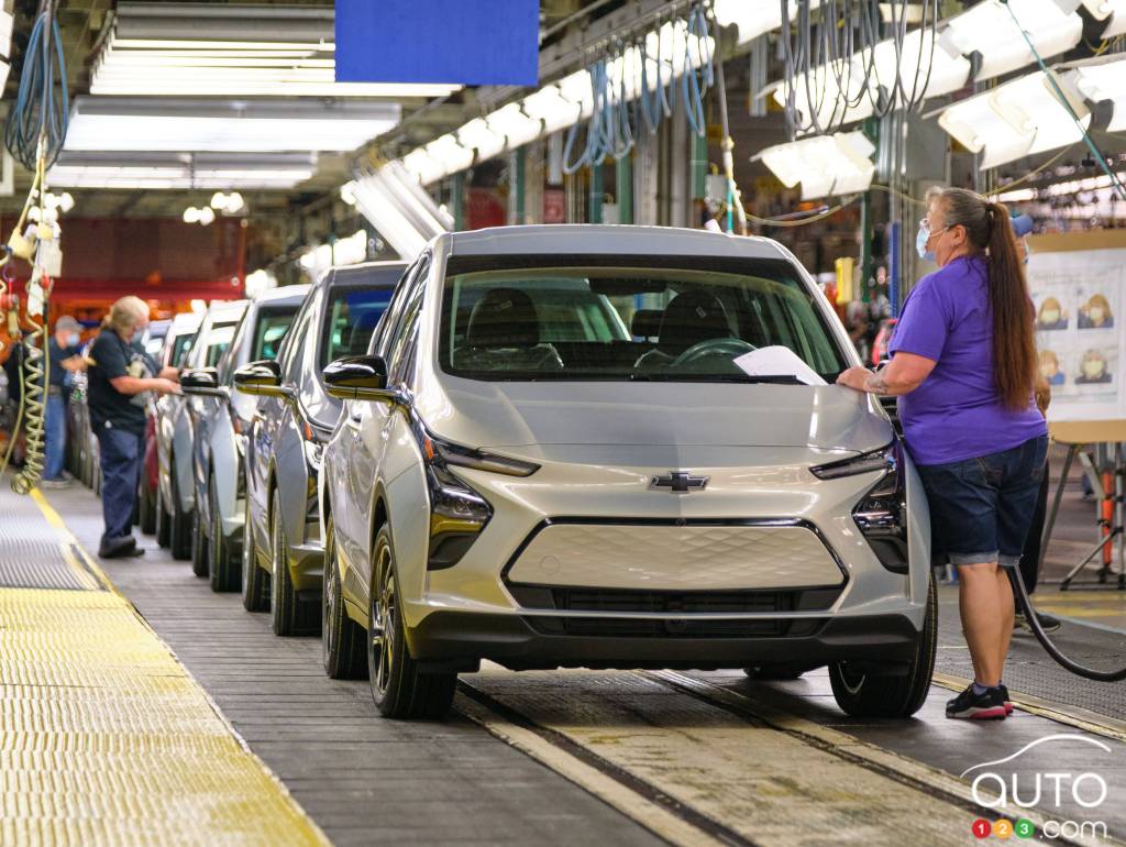 The Chevrolet Bolt EV in production at Orion plant