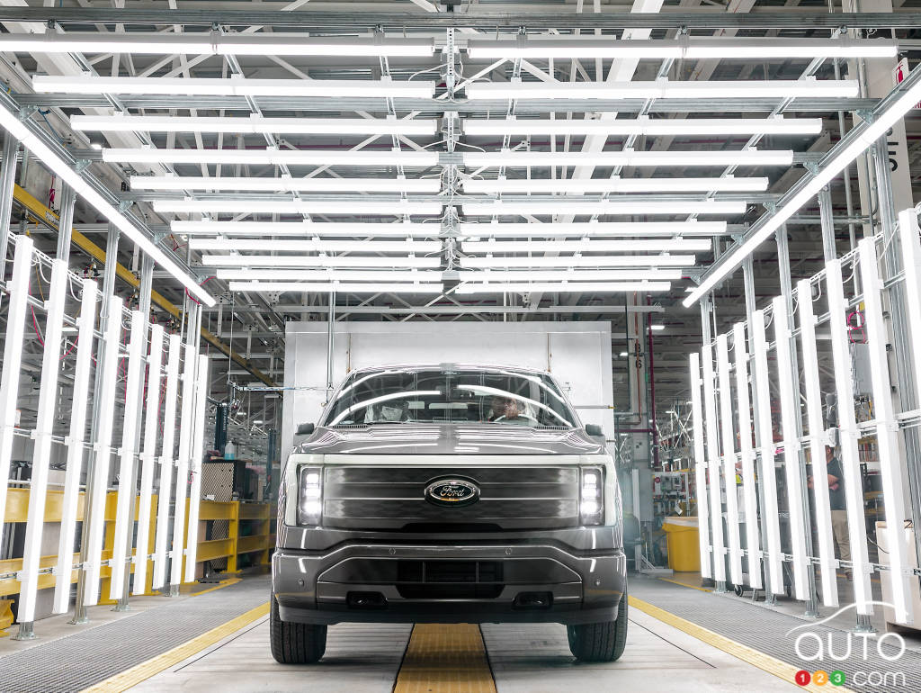 A Ford F150 Lightning at the Rouge Electric Vehicle Center