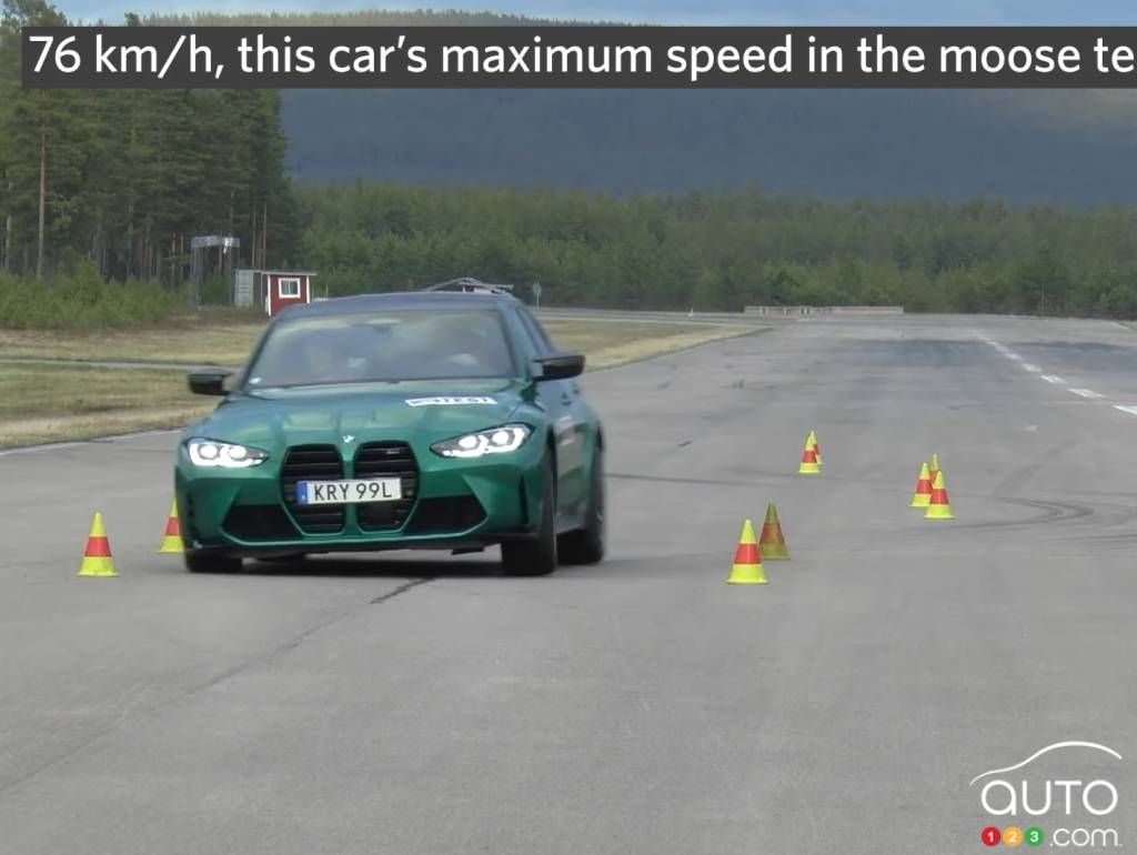 La BMW M3 Competition lors du famuex 'test de l'orignal'