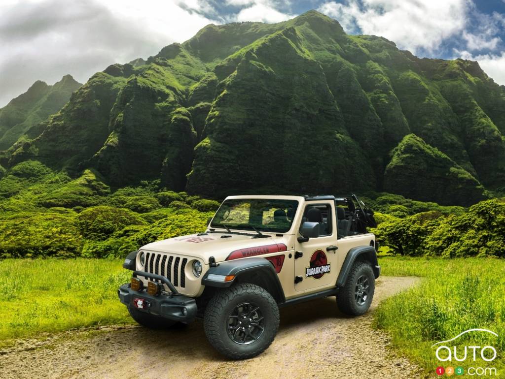 The Jeep Wrangler with the 'Jurassic Park' package
