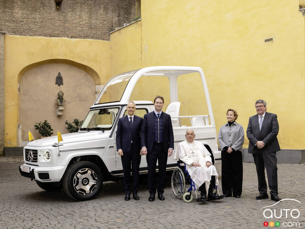 The new all-electric Popemobile presented to the Vatican by Mercedes-Benz