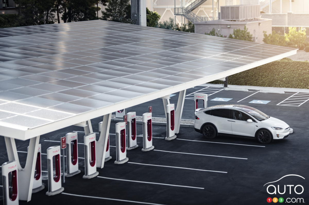 Une station de recharge Tesla